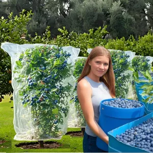 4Pcs 5.3x6ft Durable Garden Mesh Netting, Pest Barrier & Bird Net for Protect Fruit Tree Blueberry Bush, Reusable Insect Bag with Drawstring, Anti Animal Plant Cover from Deer,Squirrels