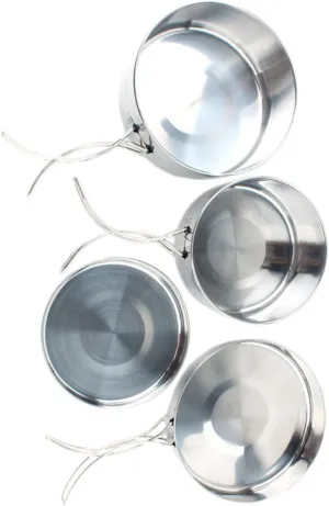 4pcs Stainless Steel Cookware Set Portable Cooking Pots for Camping Hiking Design High-Temperature Resistant for Outdoor Cooking Backpacking Compact
