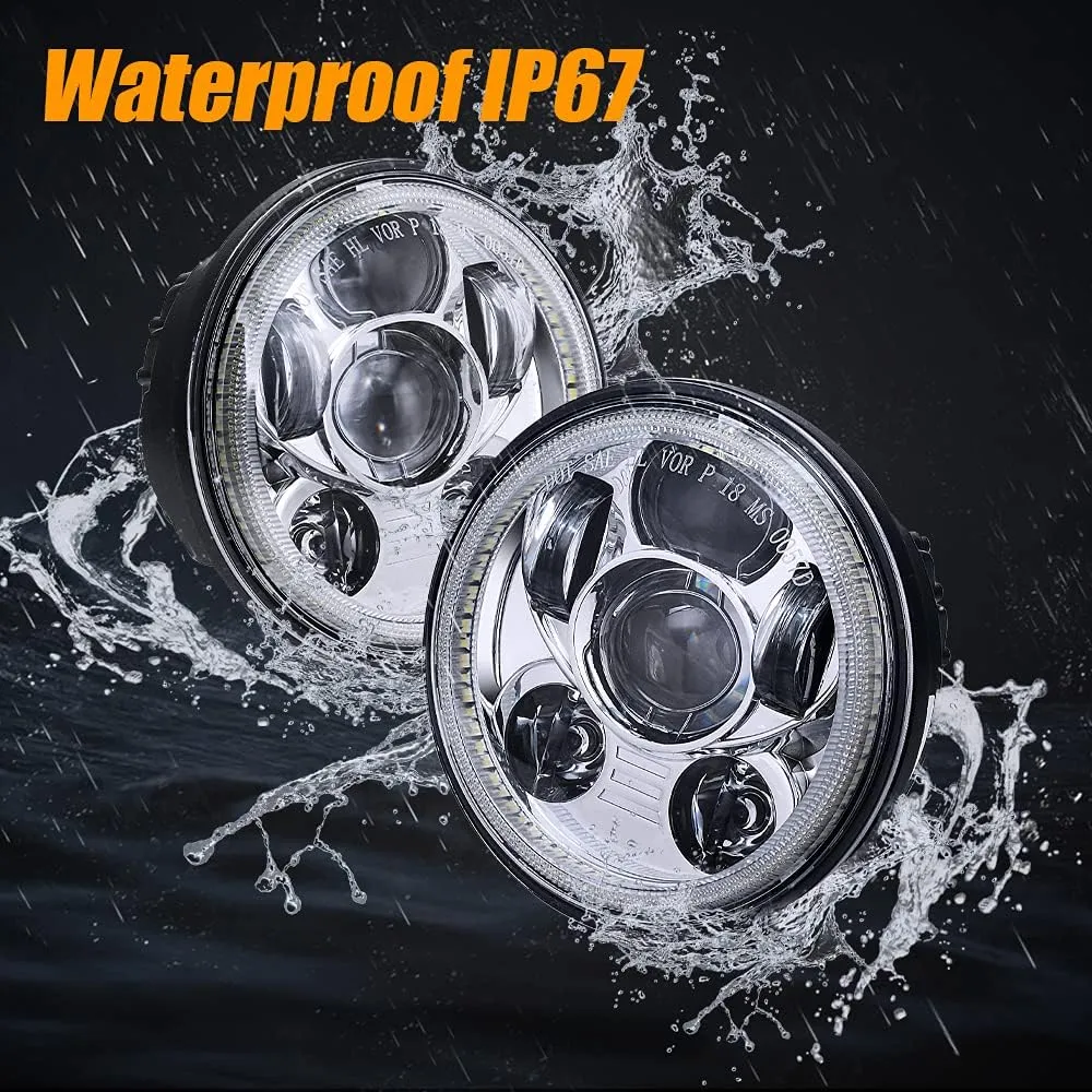 5-3/4 5.75 inch LED Motorcycle Headlight Compatible with Harley Davidson Sportster Dyna Low Rider Street Bob lron 883 1200 Softail Wide Glide Triple Headlamp
