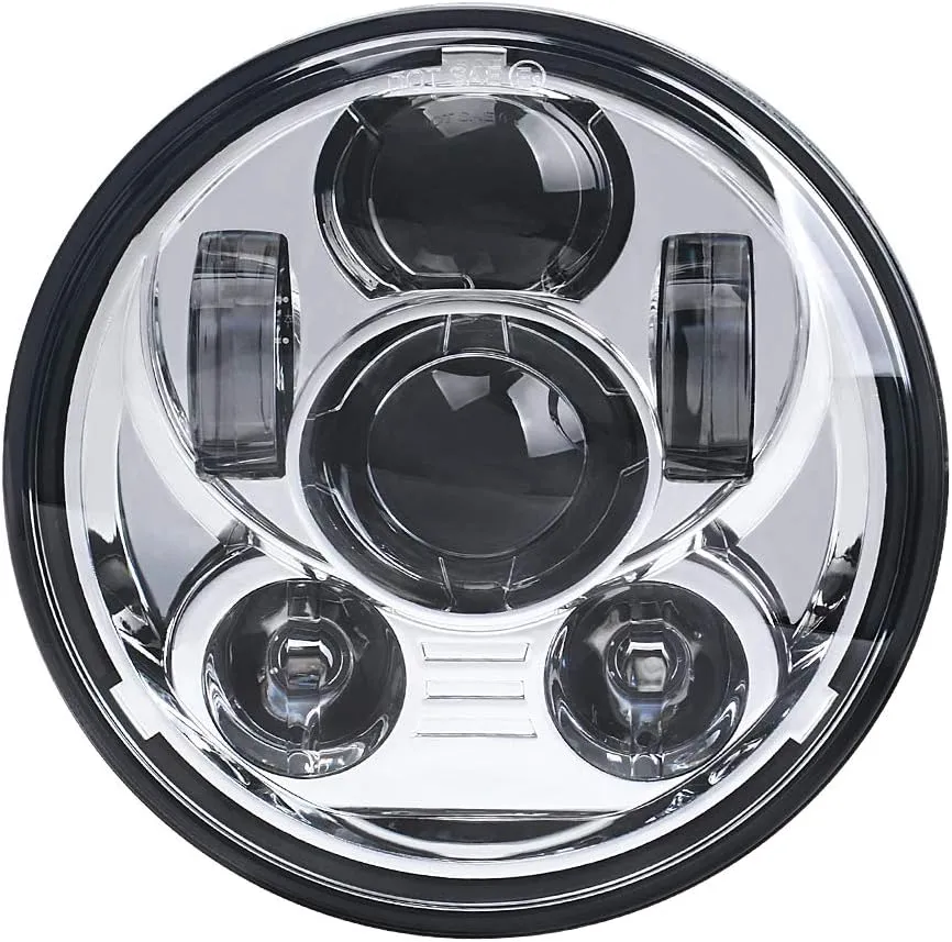 5-3/4 5.75 Inch LED Motorcycle Headlight Compatible with Harley Davidson Sportster Dyna Street Bob Low Rider Wide Glide Iron 883 1200 Softail Triple Headlamp