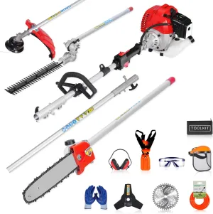 5-in-1 Gas Weed Wacker 52CC 2-Stroke – String Trimmer/Edger, Pole Saw, Hedge Trimmer & Brush Cutter with Extension Pole – Gas Powered Yard Tool for Landscaping (GTL360)