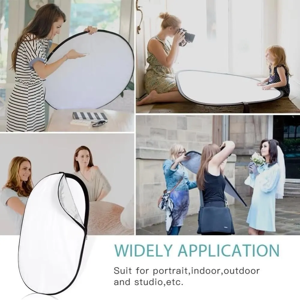 5 in 1 Photography Reflector,Collapsible Light Reflector with Handle,Portable Light Reflectors Diffuser Panel with Gold Silver White Black Diffuser for Studio Video