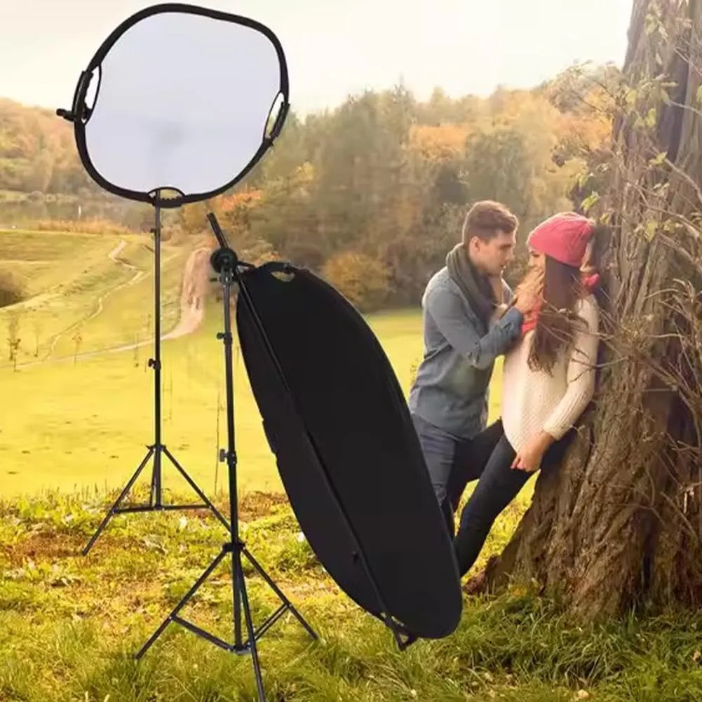 5 in 1 Photography Reflector,Collapsible Light Reflector with Handle,Portable Light Reflectors Diffuser Panel with Gold Silver White Black Diffuser for Studio Video
