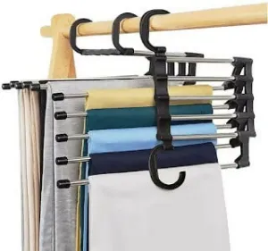 5-in-1 Space-Saving Hanger for Organize Clothes, Pants, Ties & Belts