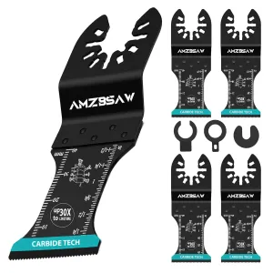 5 PCS Carbide Oscillating Tool Blades, Professional Multi Tool Blades Kits for Bolts Screws Hard Material Metal Nails Drywall, Multitool Blades Fit Dewalt Bosch Milwaukee Ryobi