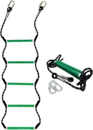 5 Step Boat Rope Ladder, Heavy Duty Climbing Rope 400Lbs Strength, 14mm Reinforced Polyester Line, Rigid Resin Step Design, Ladder for Inflatable Boat, Kayak, Motorboat, Canoeing (Green)