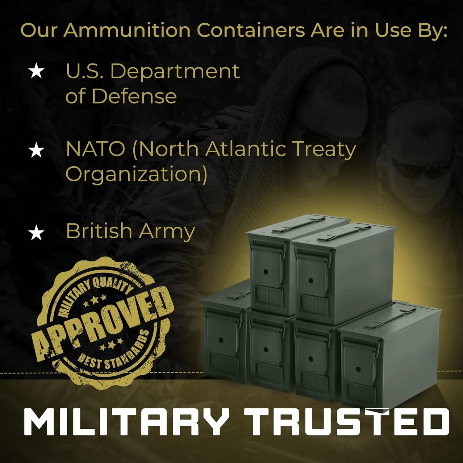 50 Cal Ammo Can M2A2 - Steel Ammo Boxes for Storage, Air Tight & Waterproof Metal Box for Ammunition Rounds or Underground Storage Container, Military Spec Certified Utility Dry Ammo Box   Sealed Lid