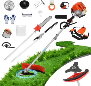 52CC 2-Cycle Gas Weed Wacker(Arrived Before Father's Day,6 in 1 Gas Weed Eater, 2025 Upgraded Weed Eater Gas Powered, 9500rpm High Power Gas String Trimmer, Brush Cutter for Yard, Garden
