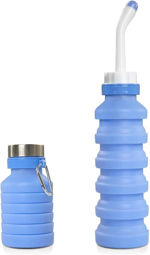 550ml Bidet Foldable Manual Toilet Spray Bottle Handheld Cleaning Fixture for Camping, Travel, RV, and Portable Sanitation Use Blue