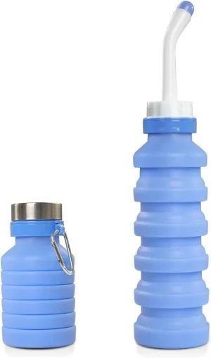 550ml Bidet Foldable Manual Toilet Spray Bottle Handheld Cleaning Fixture for Camping, Travel, RV, and Portable Sanitation Use Blue