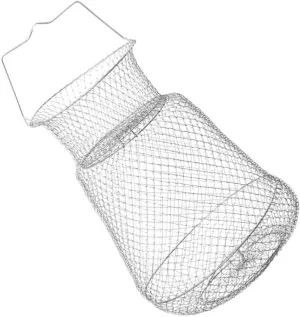 58cm Zinc Plated Iron Wire Mesh Folding Fish Basket Large Holes for Lightweight Portable Essential Outdoor Fishing Tool