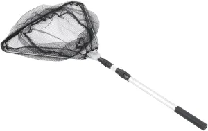 5M Sturdy Triangular Fishing Net with Telescoping Rod, Aluminum Alloy Handle, Lightweight Mesh, Foldable & Retractable, for Fresh & Brine Water Fishing Tackle