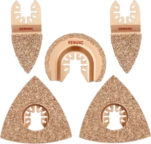 5pcs Mixed Universal Carbide oscillating Tool Blades Set for Tile Grout Mortar Concrete Masonry