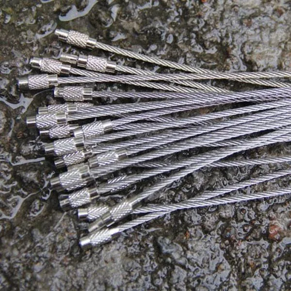 5pcs Multifunctional Outdoor Camping Gear Wire Ropes Key Ring (15cm) Silver