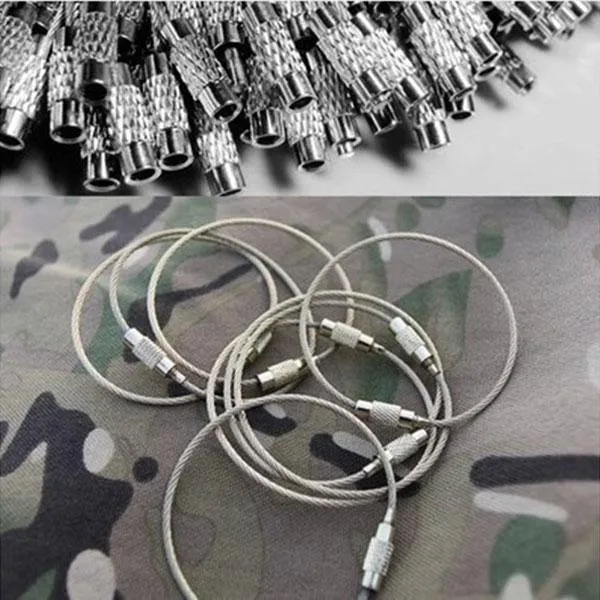 5pcs Multifunctional Outdoor Camping Gear Wire Ropes Key Ring (15cm) Silver