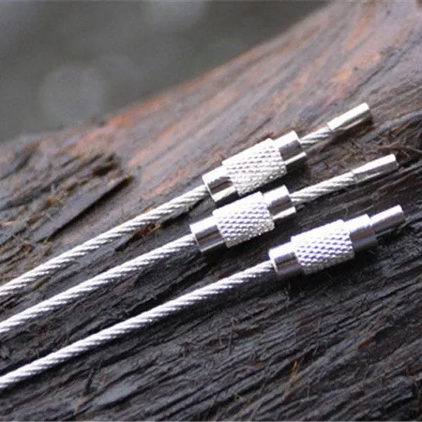 5pcs Multifunctional Outdoor Camping Gear Wire Ropes Key Ring (15cm) Silver