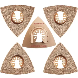 5pcs Oscillating Multitool Triangular Carbide Grit Rasp Blades, Tiangle Carbide Oscillating Sanding Pads For Sanding Grinding Rasping Concrete Masonry Grout Mortar Thinset Adhesives and Wood