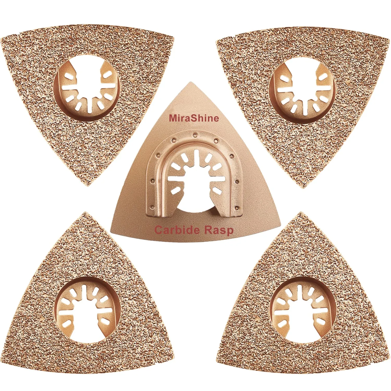 5pcs Oscillating Multitool Triangular Carbide Grit Rasp Blades, Tiangle Carbide Oscillating Sanding Pads For Sanding Grinding Rasping Concrete Masonry Grout Mortar Thinset Adhesives and Wood