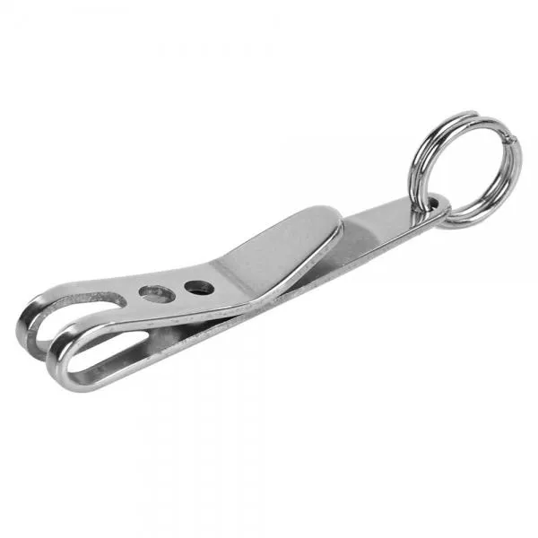 5pcs Outdoor Multifunctional Stainless Steel Clips with Keyring Silver (5 PCS)