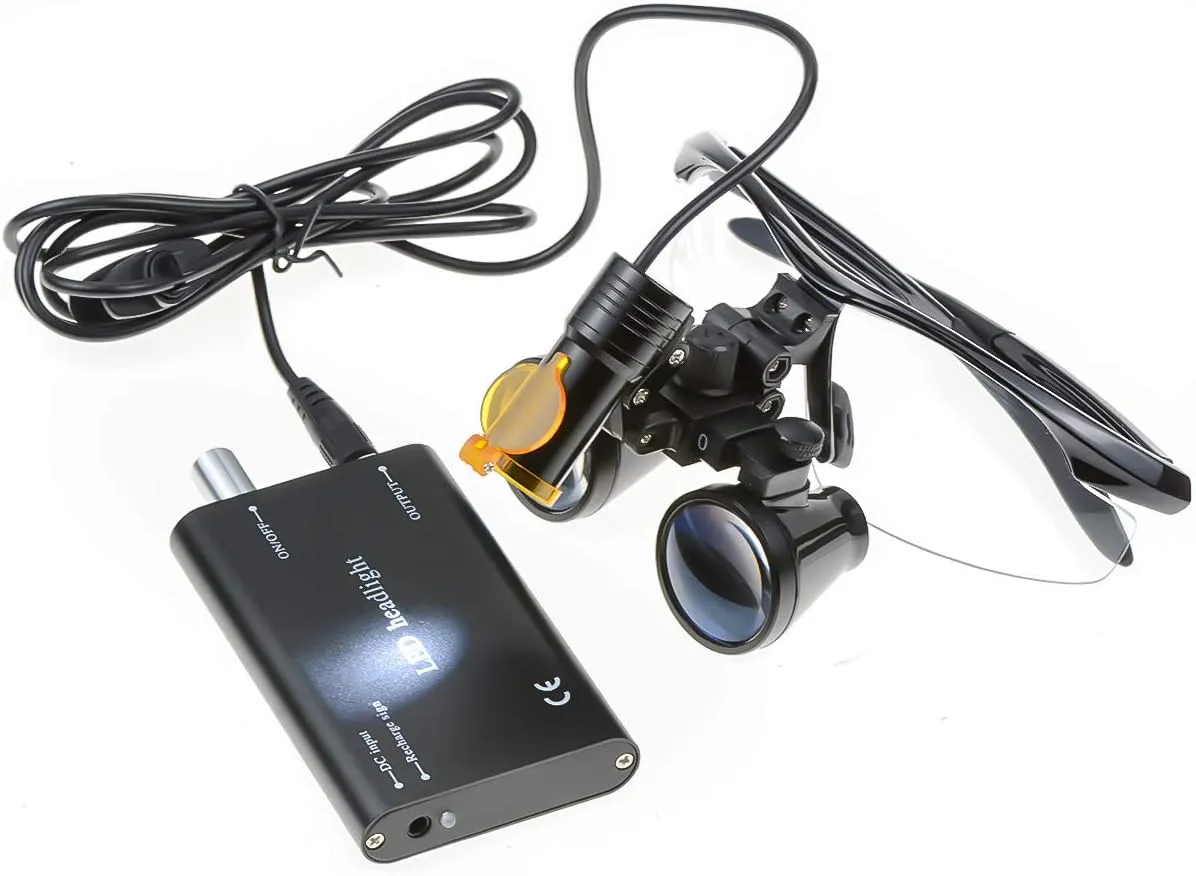 5W LED Headlamp with Filter   2.5X 420 Binocular Loupes Magnifying Glasses Aluminum Box (Black)