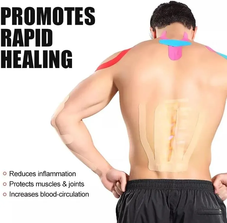 6 Pack of Waterproof Latex Free Kinesiology Recovery Tape 2 in x 16 ft Uncut Per Roll (Black)