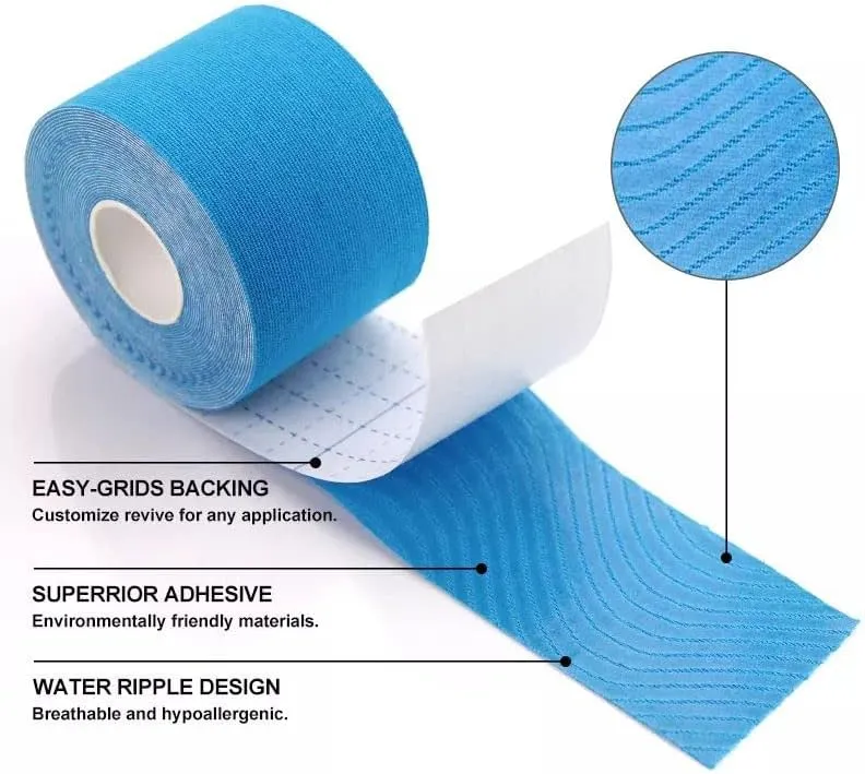 6 Pack of Waterproof Latex Free Kinesiology Recovery Tape 2 in x 16 ft Uncut Per Roll (Black)
