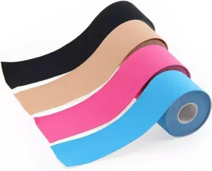 6 Pack of Waterproof Latex Free Kinesiology Recovery Tape 2 in x 16 ft Uncut Per Roll (Black)