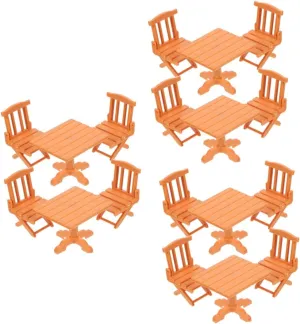 6sets Mini Furniture of Realistic Mini Chairs and Table for Dollhouse Decor for Miniature Dining and Creative Scenes Compact and Convenient Design