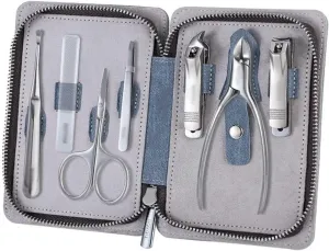 7-Piece Portable Nail Clippers Set, Pedicure Grooming Kit for Men & Women, Stainless Steel Manicure Tools for Finger & Toe Nails with Leather Case - Personal Care Kit(White)