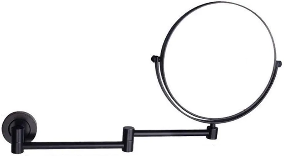 8-Inch Brass Wall Mounted Makeup Mirror, Double-Sided Magnifying, 360° Swivel, Extendable Arm for Shaving and Makeup(5X)