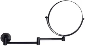 8-Inch Brass Wall Mounted Makeup Mirror, Double-Sided Magnifying, 360° Swivel, Extendable Arm for Shaving and Makeup(5X)