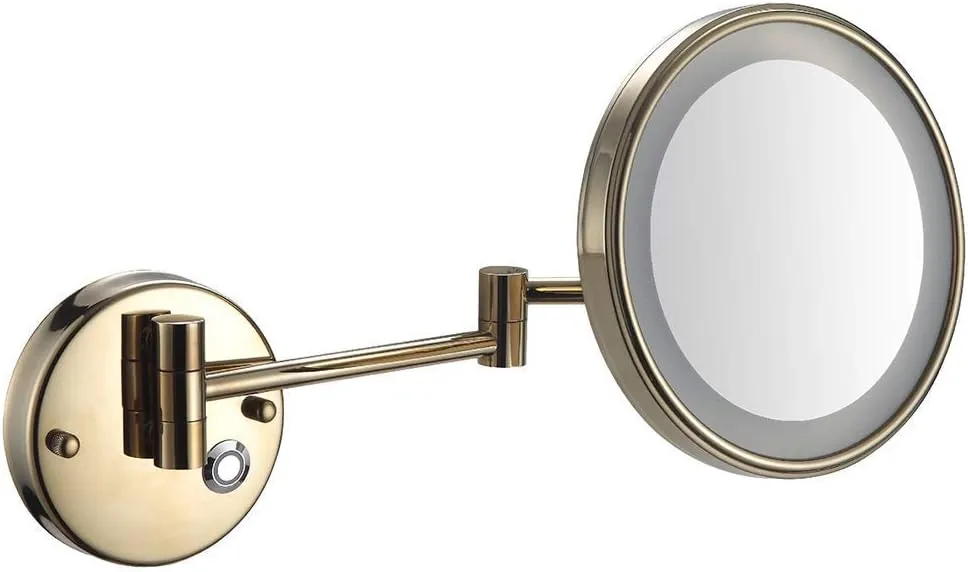 8 inch LED Light Wall Mount Vanity Makeup Mirrors Double Sided Touch Base Switch Magnifying Bathroom Shaving Adjustable Arms Cosmetic Mirror