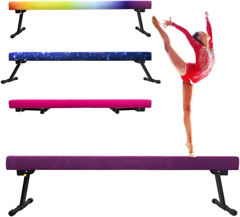 8FT Adjustable&Foldable Gymnastics Balance Beam,Home Gym Equipment,Easy Assembling and Storage,No Tool Require,for Kids Children Girls Training
