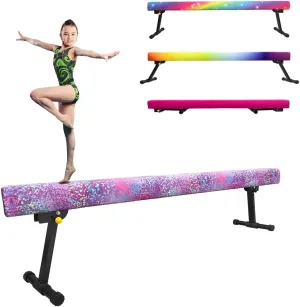 8ft Ultrasimple Adjustable&Foldable Balance Beam,High-Low Floor Beam Suede Gymnastics Equipment,No Tool Require, Gymnastics Beam for Training&Professional HomeTraining