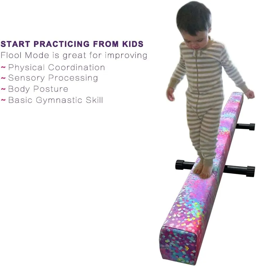 8ft Ultrasimple Adjustable&Foldable Balance Beam,High-Low Floor Beam Suede Gymnastics Equipment,No Tool Require, Gymnastics Beam for Training&Professional HomeTraining