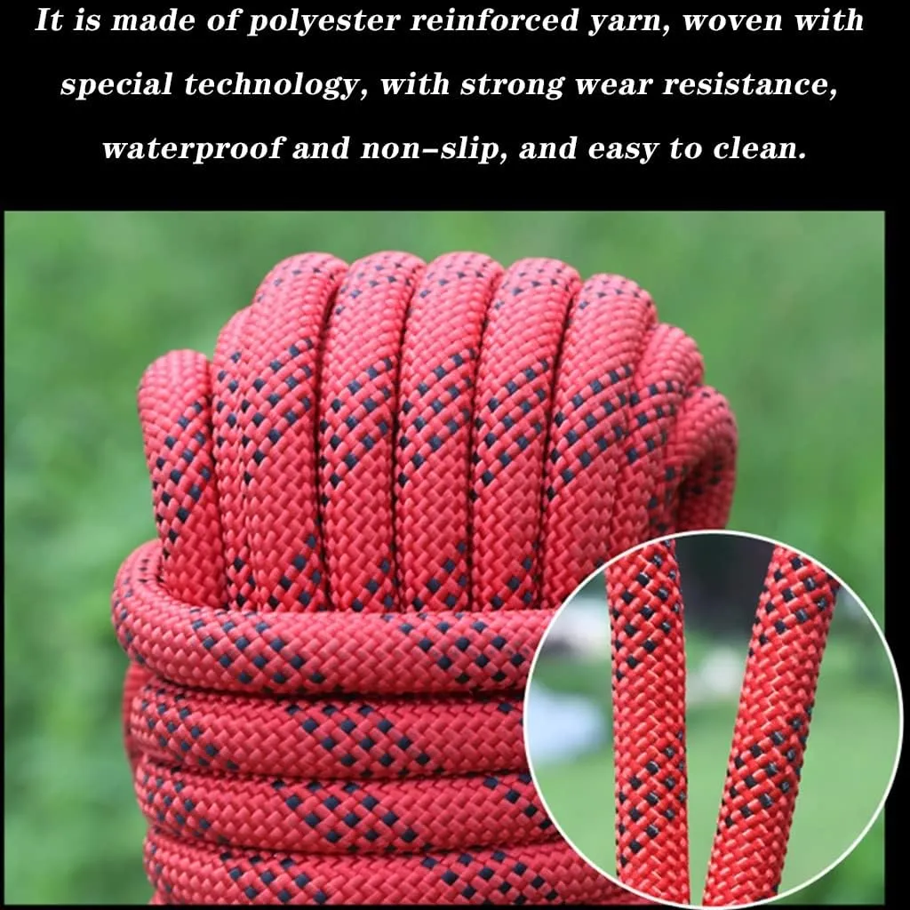 8mm Outdoor Escape Rope,Static Rescue Rope, Escape Nylon Rope, Ice Climbing Equipment Fire Rescue Parachute Rope with 2 Steel Hooks (Color : Green, Size : 8mm x 30m)