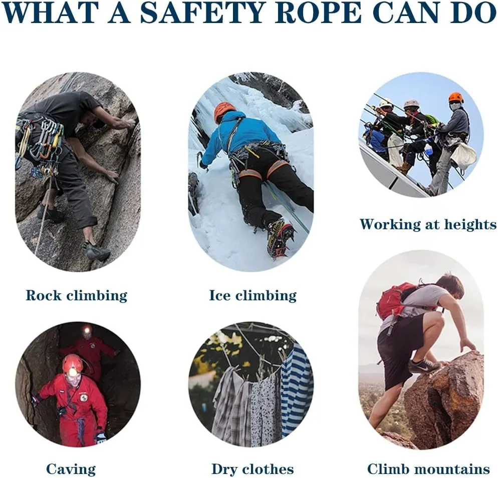 8mm Outdoor Escape Rope,Static Rescue Rope, Escape Nylon Rope, Ice Climbing Equipment Fire Rescue Parachute Rope with 2 Steel Hooks (Color : Green, Size : 8mm x 30m)
