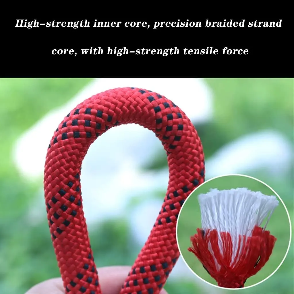 8mm Outdoor Escape Rope,Static Rescue Rope, Escape Nylon Rope, Ice Climbing Equipment Fire Rescue Parachute Rope with 2 Steel Hooks (Color : Green, Size : 8mm x 30m)