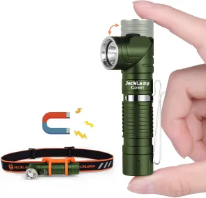 90 Degree EDC Flashlight, 1200 High Lumens Magnetic Flashlight with Clip, 6 Modes Rechargeable Led Headlamp, Pocket Tactical Flashlight for Working, Camping（Battery Included）