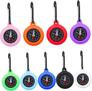 9pcs Portable Carabiner Compasses for Hiking Camping and Survival Lightweight Handsfree Navigation Tool for Adventure Enthusiasts