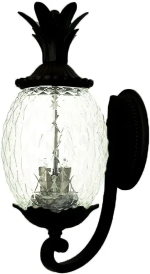 Acclaim Lighting | 7511BK | Lanai Collection | Large Outdoor Wall Mounted Pineapple Dimmable Lantern | Durable Anti-Rust Cast Aluminum | Three Light in Matte Black | Showcases Style and Hospitality