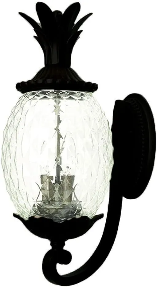 Acclaim Lighting | 7511BK | Lanai Collection | Large Outdoor Wall Mounted Pineapple Dimmable Lantern | Durable Anti-Rust Cast Aluminum | Three Light in Matte Black | Showcases Style and Hospitality