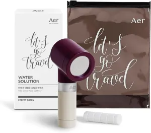 Aer Travel Mini Shower Head Set with Filter | Compact Portable Shower Kit with High-Pressure Spray, Chlorine & Calcium Reduction | Includes Filters and Waterproof Pouch | Burgundy