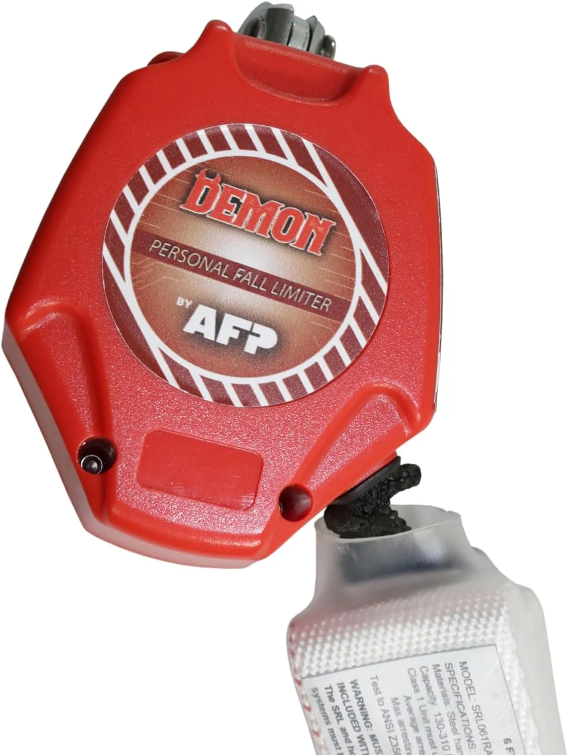 AFP Demon 6 Foot Single Web Leg Self Retracting Lifeline Safety Yoyo, Shock Pack Absorber, Steel Snap Hook & Steel Carabiner Fall Protection Arrest Limiter SRL | OSHA & ANSI Rated