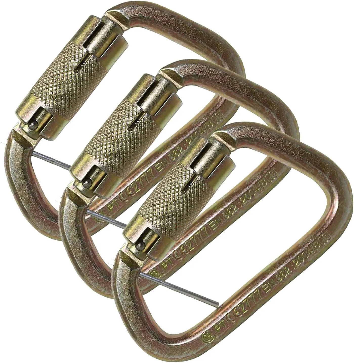 AFP Twist-Locking D-Steel High-Strength Carabiner w/Pin, ANSI & OSHA Compliant (3)