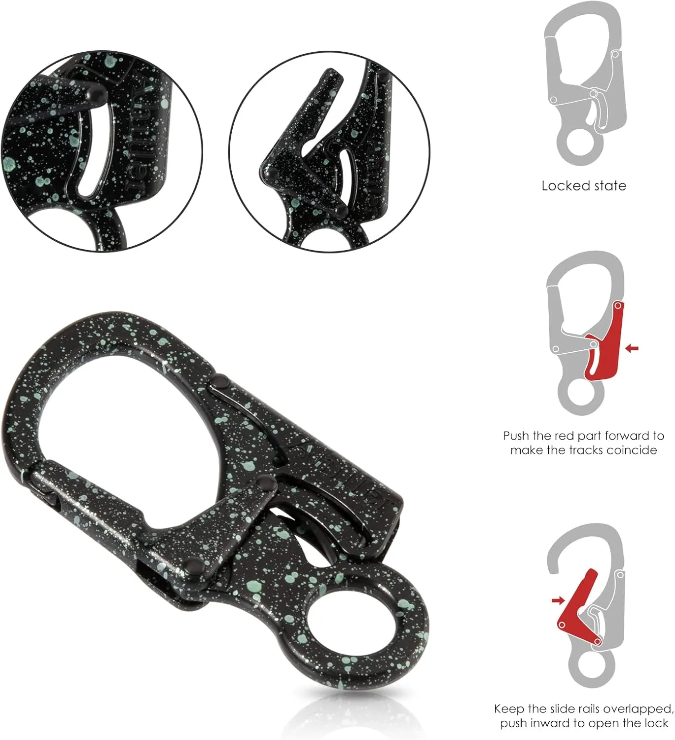 Ahiller Carabiner Clip, Double Anti-Misopening Locking Design, 3" Zinc Alloy Heavy Keychain for Outdoor Camping Hiking, Key Ring Clip
