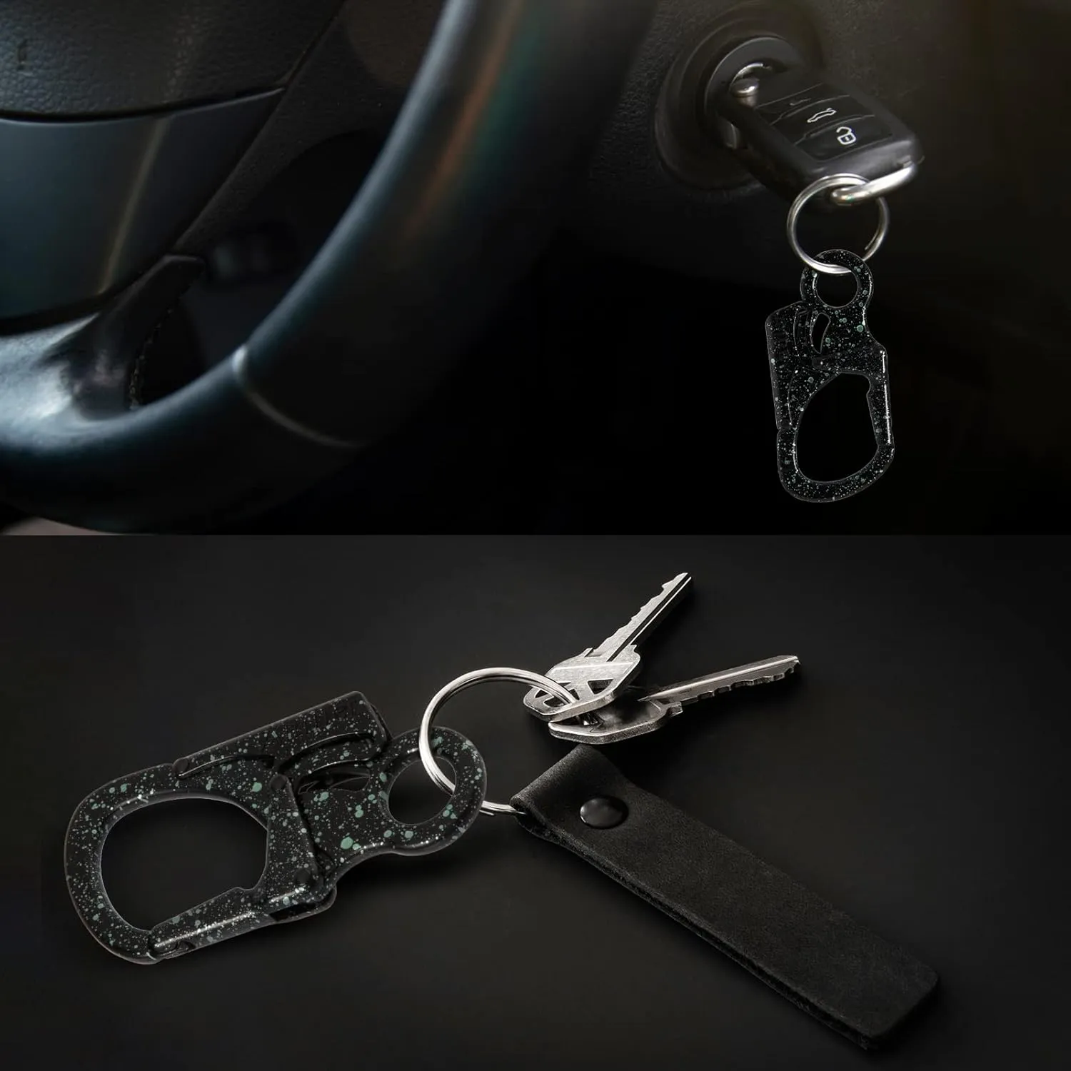 Ahiller Carabiner Clip, Double Anti-Misopening Locking Design, 3" Zinc Alloy Heavy Keychain for Outdoor Camping Hiking, Key Ring Clip