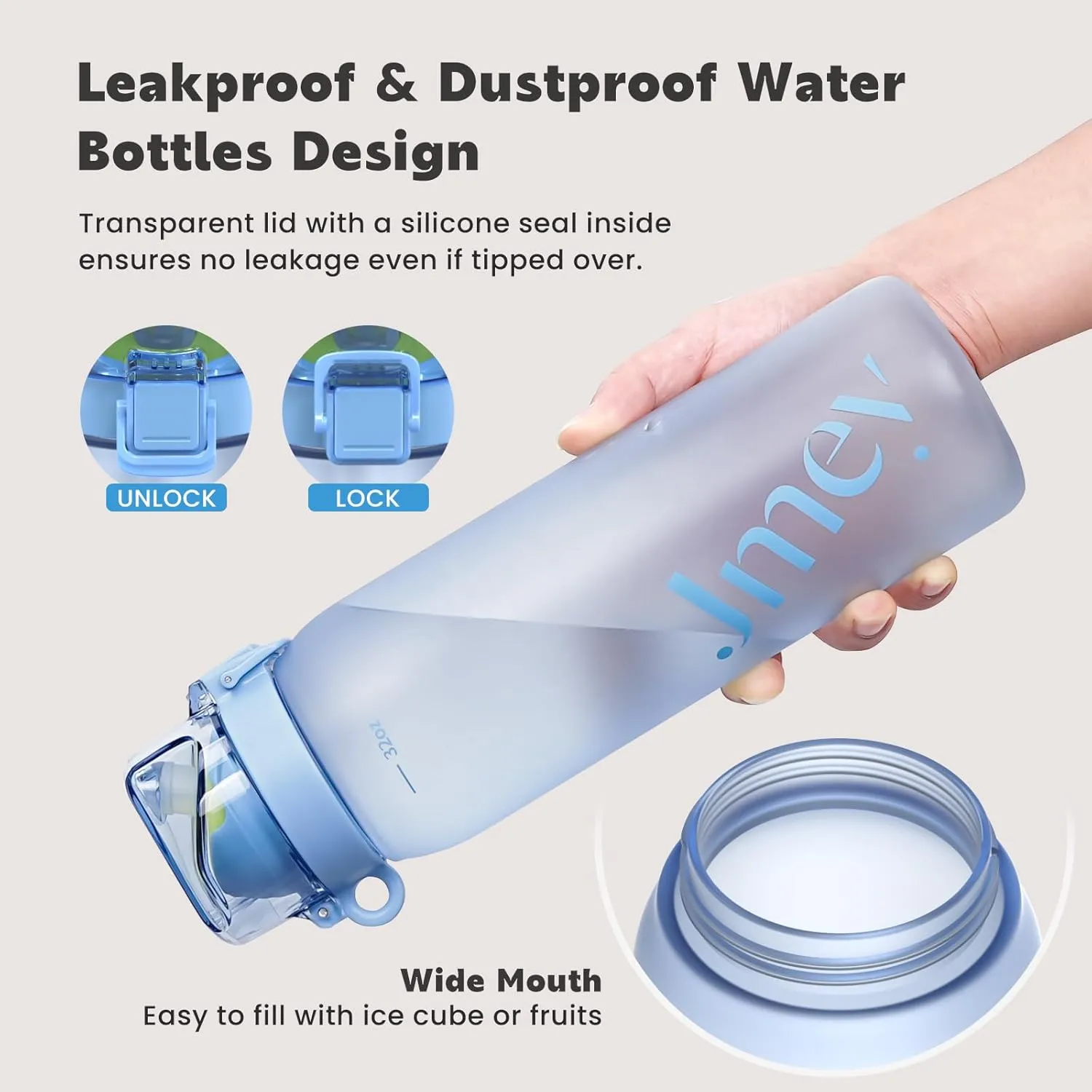 Air Water Up Bottle with Flavor Pods, 32 oz Water Bottles with Straw, Leakproof & BPA Free, Wide Mouth and Fast Water Flow Motivational Drinking Sports Water Bottle - Green