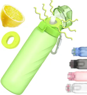 Air Water Up Bottle with Flavor Pods, 32 oz Water Bottles with Straw, Leakproof & BPA Free, Wide Mouth and Fast Water Flow Motivational Drinking Sports Water Bottle - Green
