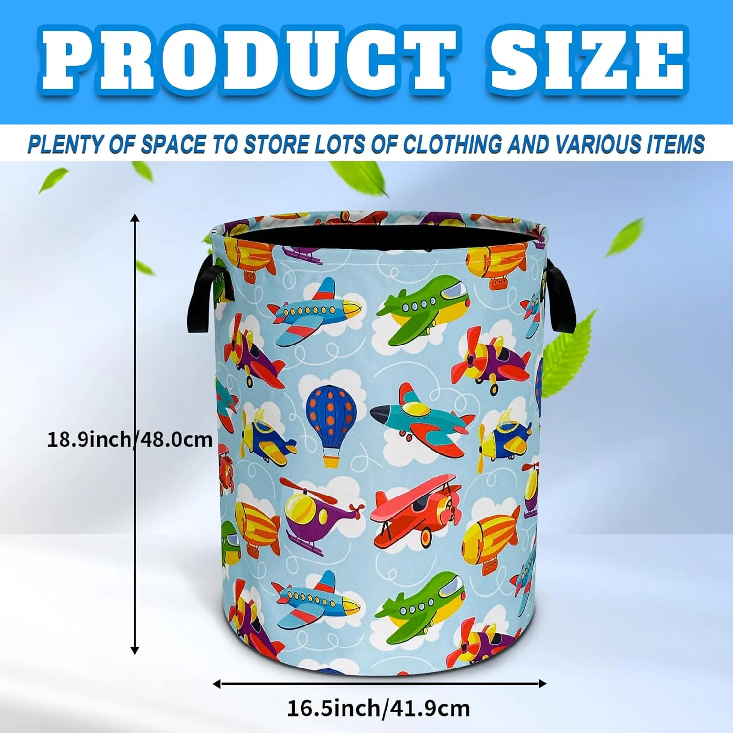 Airplane Laundry Basket Oxford Cloth Hot Air Balloon Laundry Hamper With Handle Foldable Portable Clothes Storage Basket 18.9 X 16.5 Inch Storage Bag For Laundry Room/Bathroom/Bedroom/Dormitories